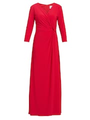 Gina Bacconi Red Celine Jersey Wrap Maxi Dress - Image 5 of 5