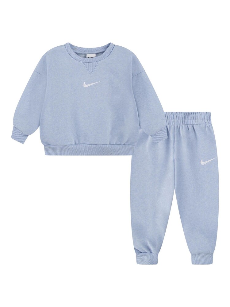 Nike Blue Essential Fleece Crew Neck Set - Image 1 of 4 Nike Blue Essential Fleece Crew Neck Set - Image 1 of 4