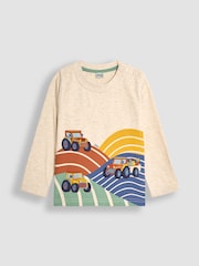JoJo Maman Bébé Natural Tractor Printed Top - Image 1 of 3