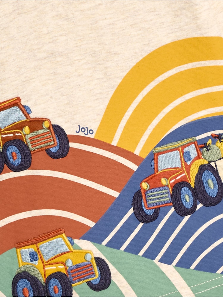 JoJo Maman Bébé Natural Tractor Printed Top - Image 3 of 3