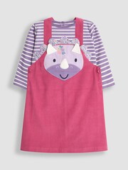 طقم مكون من فستان كوردروي نمط مئزر بطريقة التطبيق Appliqué مميز ورداء علوي من JoJo Maman Bébé - صورة 1 من 5