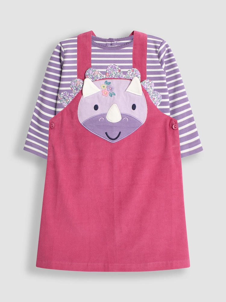 طقم مكون من فستان كوردروي نمط مئزر بطريقة التطبيق Appliqué مميز ورداء علوي من JoJo Maman Bébé - صورة 1 من 5