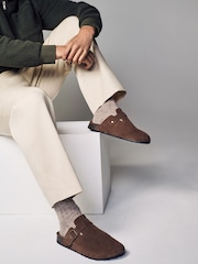 Brown Borg Lined Closed Toe Mules - Image 1 of 6
