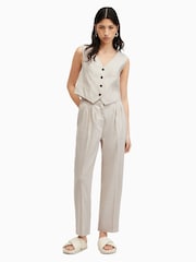AllSaints Brown Whitney Linen Blend Waistcoat - Image 3 of 6