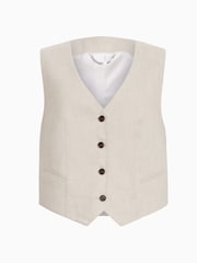 AllSaints Brown Whitney Linen Blend Waistcoat - Image 6 of 6