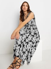 Long Tall Sally Black Mono Shirred Printed V-Neck Midi Dress - Image 2 of 5