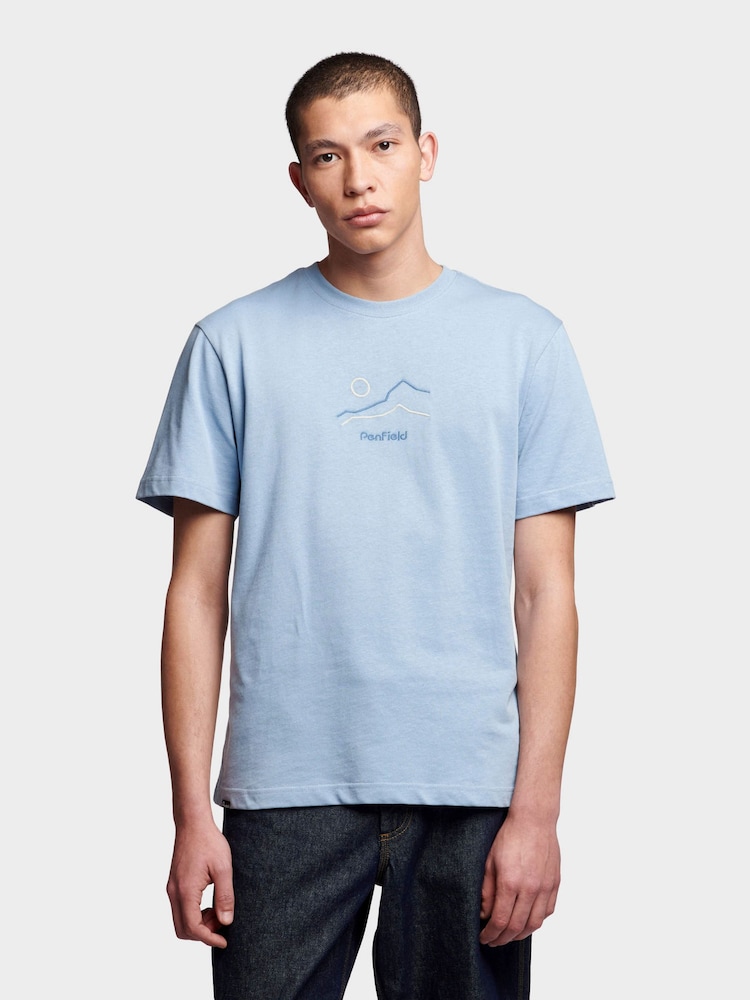 Penfield Blue Mens Relaxed Fit Embroidered Mountain T-Shirt - Image 1 of 7