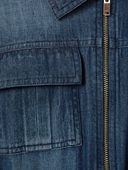 Reiss Blue Josie Teen Denim Zip-Front Playsuit - Image 4 of 4