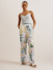 Ted Baker Cream Sarca Printed Wide Leg Trousers - Image 1 of 5