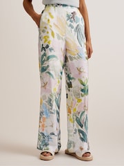Ted Baker Cream Sarca Printed Wide Leg Trousers - Image 2 of 5