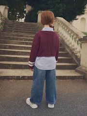 Burgundy Red Varisty 100% Cotton Jumper And Shirt Set (3-16yrs) - Image 2 of 2