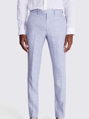 MOSS Light Blue Tailored Fit Linen Trousers - Image 1 of 3