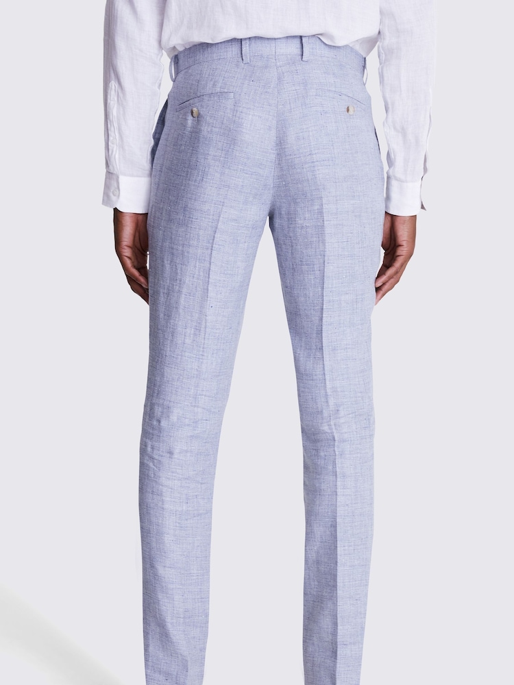 MOSS Light Blue Tailored Fit Linen Trousers - Image 2 of 3