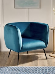 Pacific Sapphire Blue Lucca Velvet Chair - Image 1 of 5