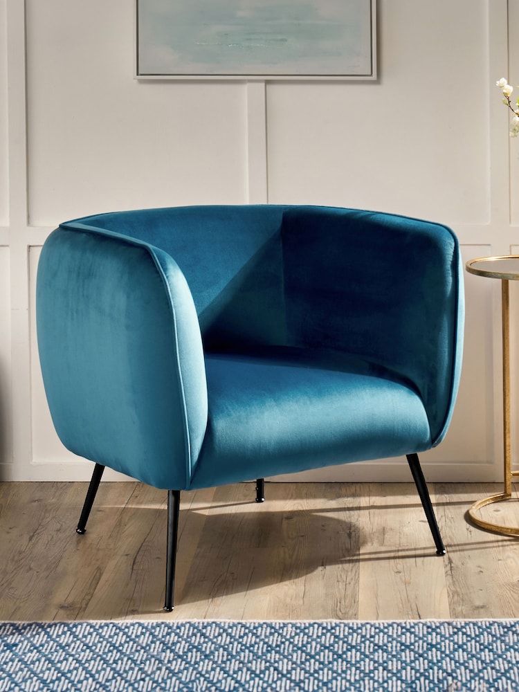 Pacific Sapphire Blue Lucca Velvet Chair - Image 1 of 5