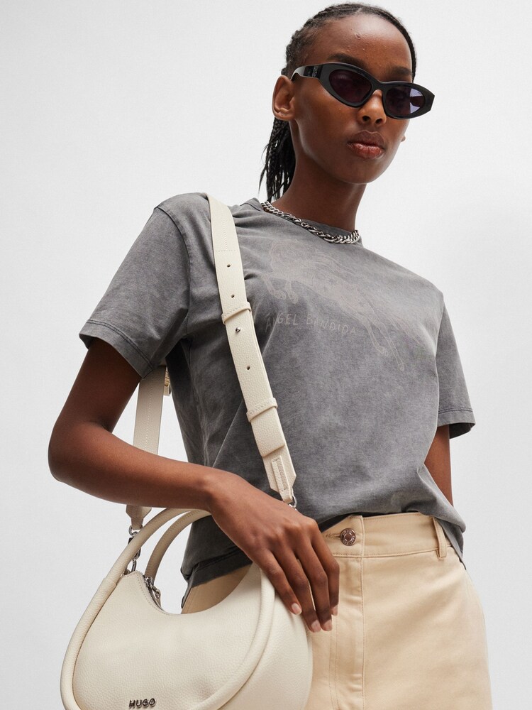 HUGO White Faux-Leather Crossbody Bag With Logo Lettering - Image 4 of 4