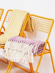 Oliver Bonas Purple Alma Woven Geometric Throw - Image 1 of 4