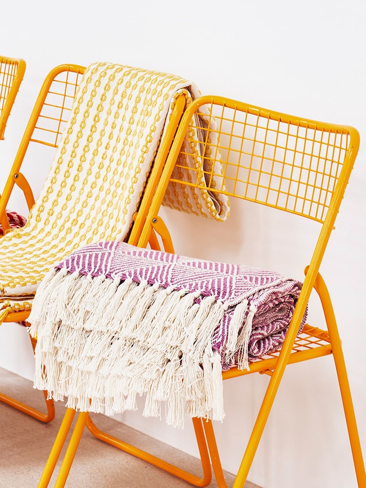 Oliver Bonas Purple Alma Woven Geometric Throw - Image 1 of 4 Oliver Bonas Purple Alma Woven Geometric Throw - Image 1 of 4