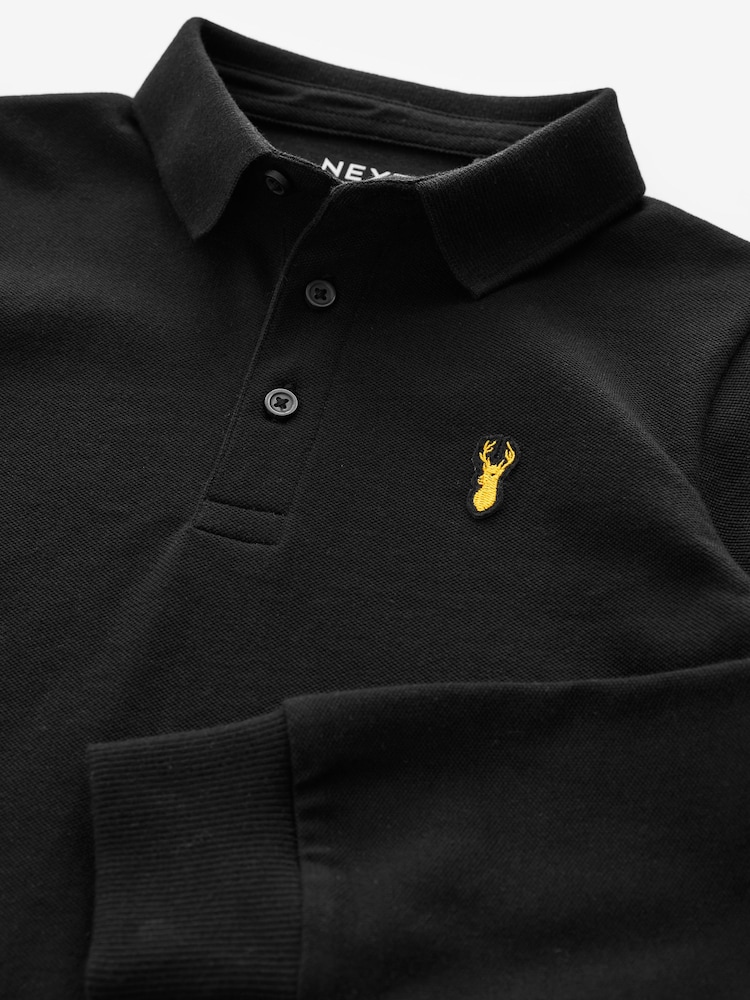 Black Long Sleeve Polo Shirt (3-16yrs) - Image 3 of 3