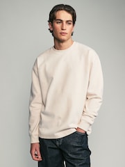 Cream Long Sleeves Brushed Crew T-Shirt - Image 1 of 7