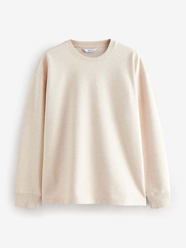Cream Long Sleeves Brushed Crew T-Shirt - Image 5 of 7