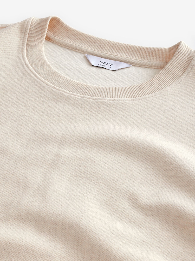 Cream Long Sleeves Brushed Crew T-Shirt - Image 6 of 7