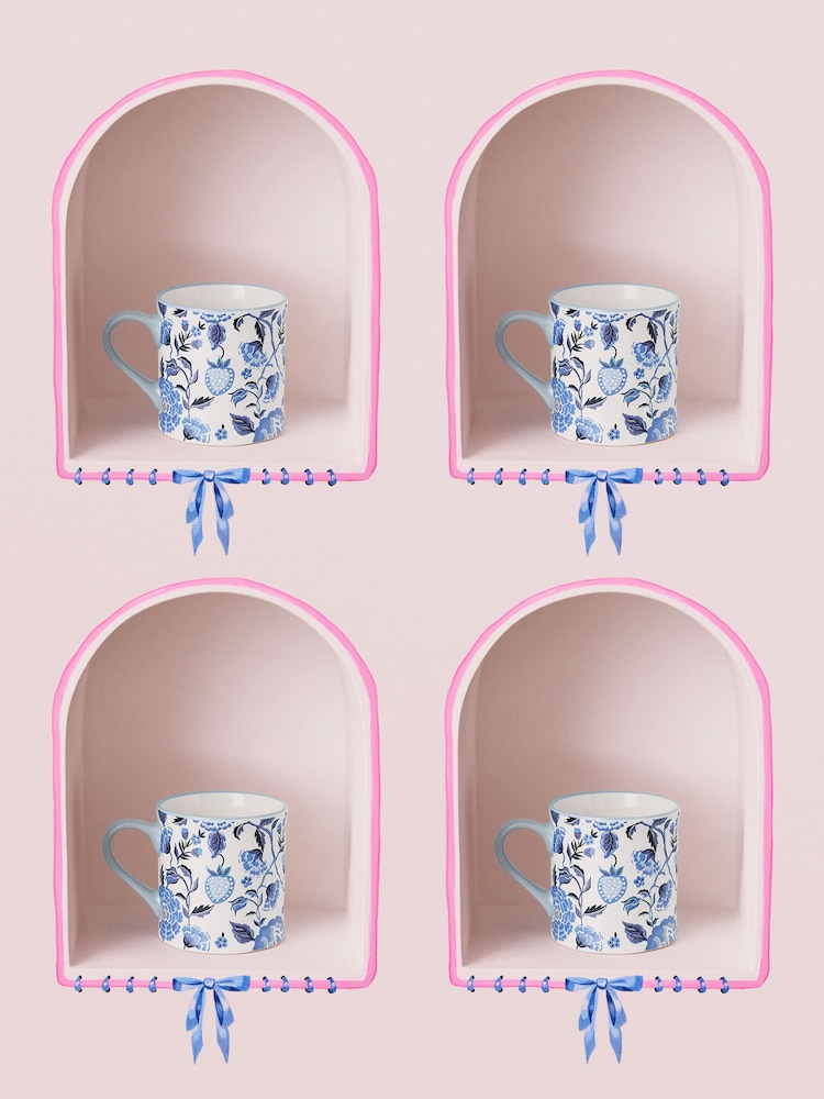 Cath Kidston Blue Strawberry Garden Mollie Mugs Set Of 4 - Image 1 of 4