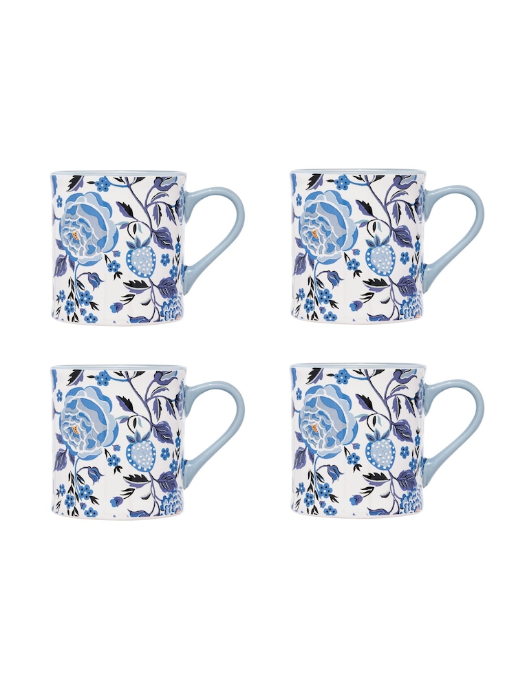 Cath Kidston Blue Strawberry Garden Mollie Mugs Set Of 4 - Image 2 of 4