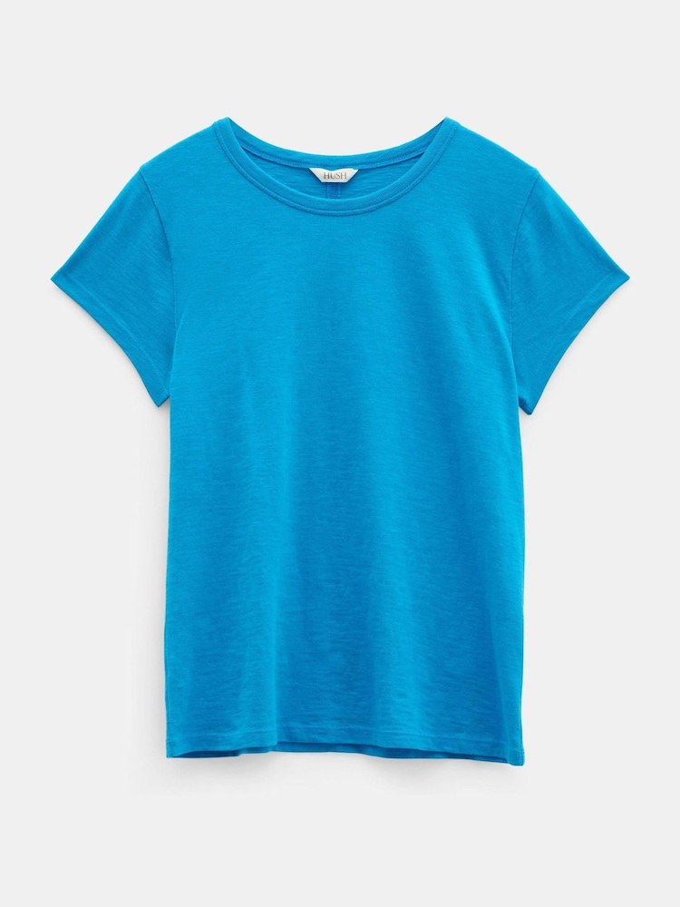Hush Cobalt Blue Slim Fit 100% Cotton Crew T-Shirt - Image 5 of 5