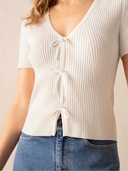 Ro&Zo Tie Front Rib Knit Top - Image 3 of 5