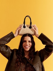 Whistles Nude Mini Aylin Straw Tote Bag - Image 1 of 6