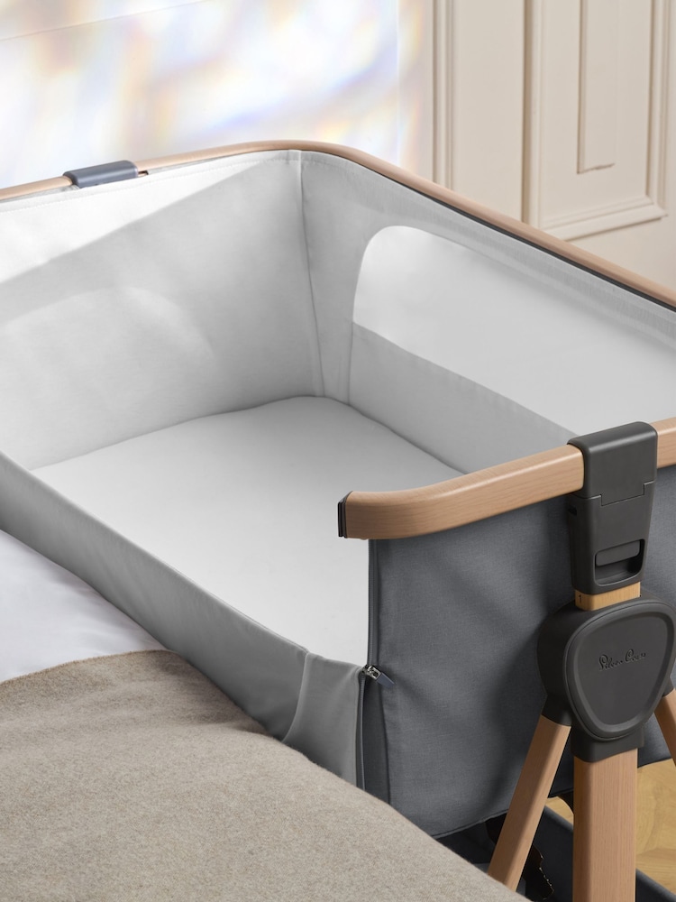 Silver Cross Whisper Grey Lunar Bedside Crib - Image 2 of 6 Silver Cross Whisper Grey Lunar Bedside Crib - Image 2 of 6