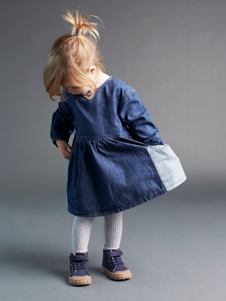 KIDLY Blue 100% Cotton Denim Pocket Dress - Image 1 of 5