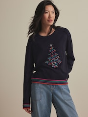 Navy Blue Tree Knitted Christmas Jumper - Image 1 of 8