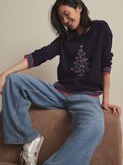 Navy Blue Tree Knitted Christmas Jumper - Image 3 of 8