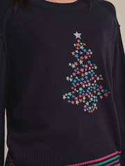 Navy Blue Tree Knitted Christmas Jumper - Image 5 of 8