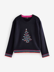 Navy Blue Tree Knitted Christmas Jumper - Image 6 of 8