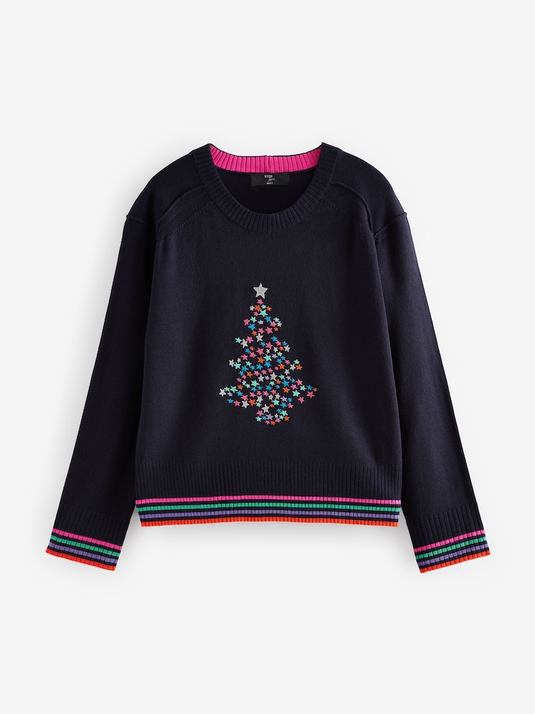 Buy Navy Blue Tree Knitted Christmas Jumper from the Next UK