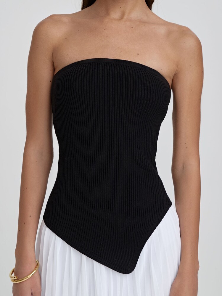 4th & Reckless Black MILA Rib Knit Asymmetric Top - Image 4 of 4