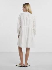 Y.A.S White Broderie Long Sleeve Tiered Dress - Image 2 of 4