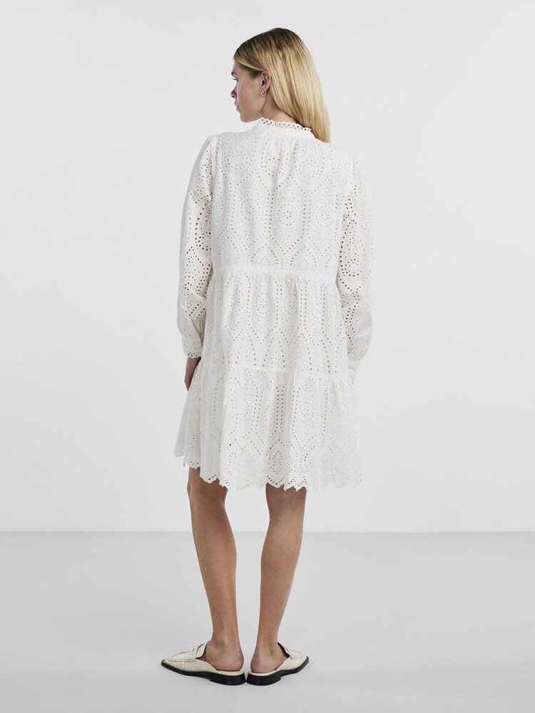 Y.A.S White Broderie Long Sleeve Tiered Dress - Image 2 of 4