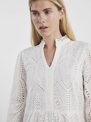 Y.A.S White Broderie Long Sleeve Tiered Dress - Image 3 of 4