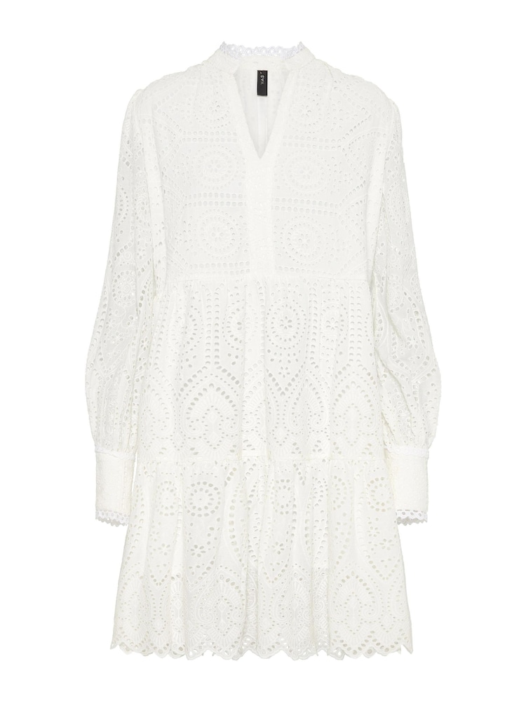 Y.A.S White Broderie Long Sleeve Tiered Dress - Image 4 of 4