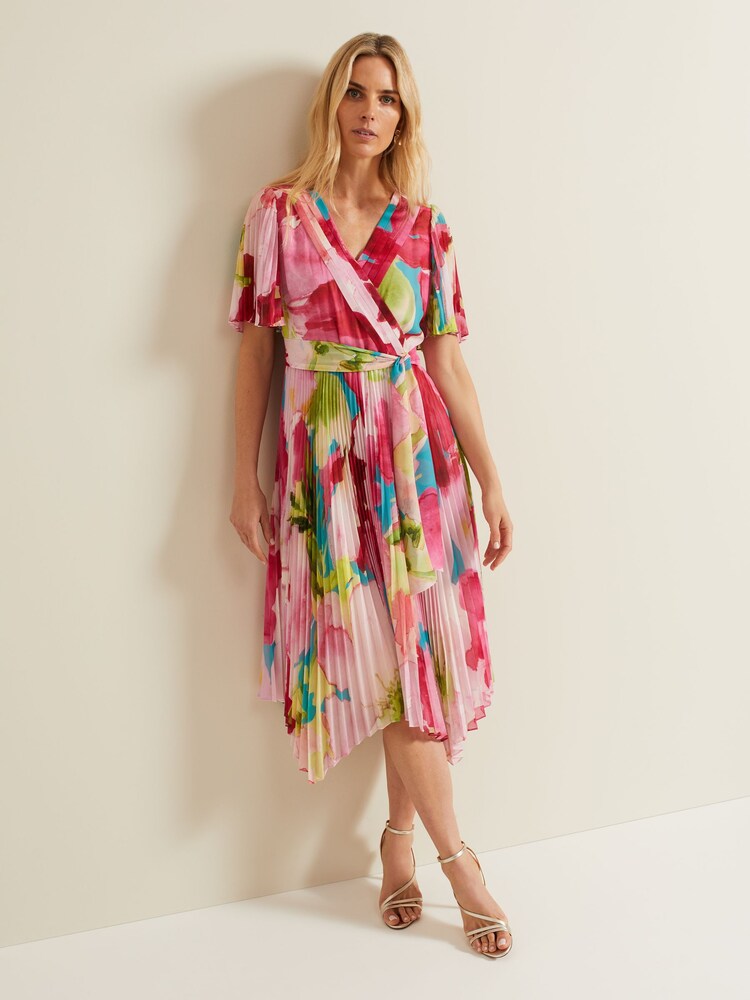 Phase Eight Multi Kendall Floral Pleat Midi Dress - Image 1 of 6