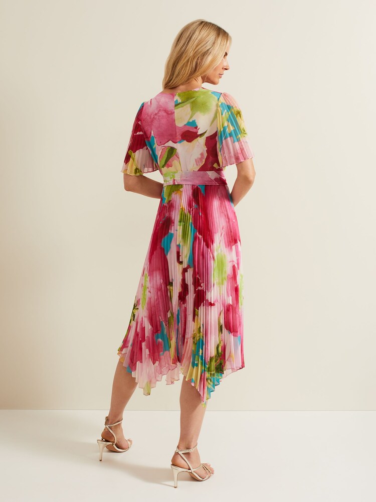 Phase Eight Multi Kendall Floral Pleat Midi Dress - Image 2 of 6