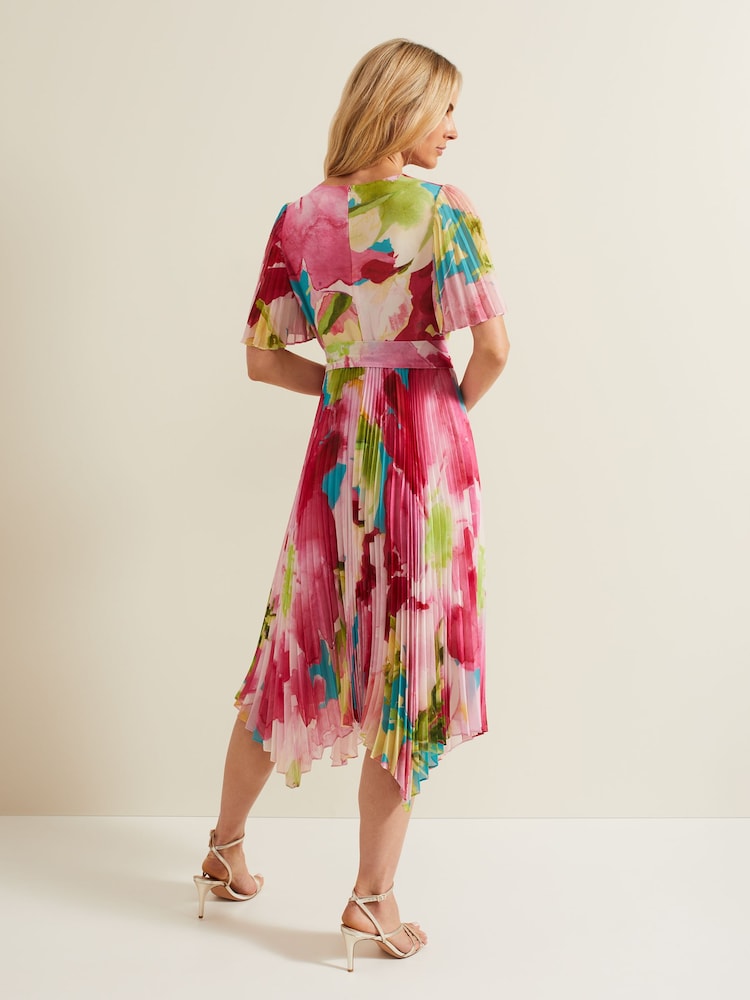 Phase Eight Multi Kendall Floral Pleat Midi Dress - Image 2 of 6 Phase Eight Multi Kendall Floral Pleat Midi Dress - Image 2 of 6