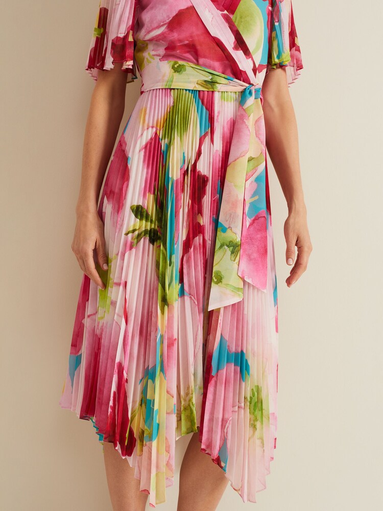 Phase Eight Multi Kendall Floral Pleat Midi Dress - Image 6 of 6