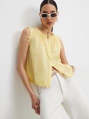 River Island Yellow Sleeveless Textured Blouse - Image 1 of 4