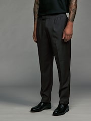 Черный - Elasticated Waist Wool Blend Check Regular Fit Smart Trousers - Изображение 1 из 8