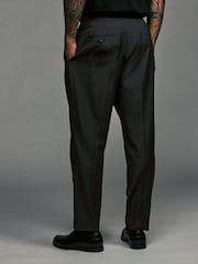 Черный - Elasticated Waist Wool Blend Check Regular Fit Smart Trousers - Изображение 4 из 8